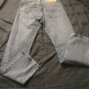 Levi's 501 Original Fit Jeans Men's 33x32 Button Fly Black Faded Straight Leg